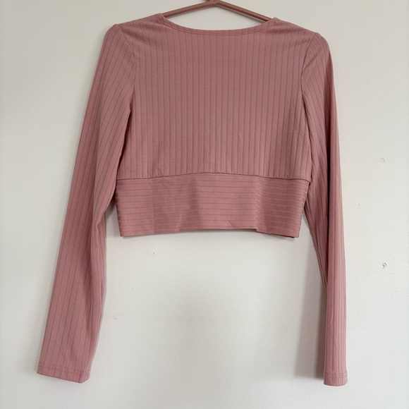 🎉4/30$🎉 Shein Ribbed Mauve Long Sleeve Crop Top - Size L - Picture 3 of 3